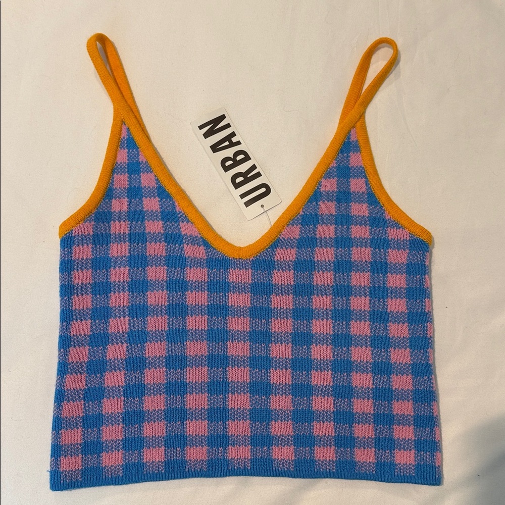 NWT Urban Outfitters Vibrant Multi-Colored Knit Deep V Tank Top